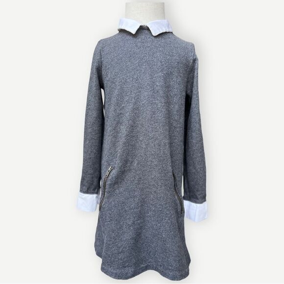 Baby Gap Girls Kids Peter Pan Collar Zip Pocket Long Sleeve Gray Dress. 4. 4T. - Picture 1 of 6